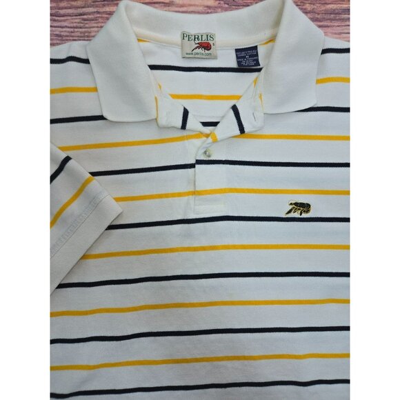 Perlis Mens Classic Fit Striped Polo Medium Combed Cotton - Picture 4 of 8